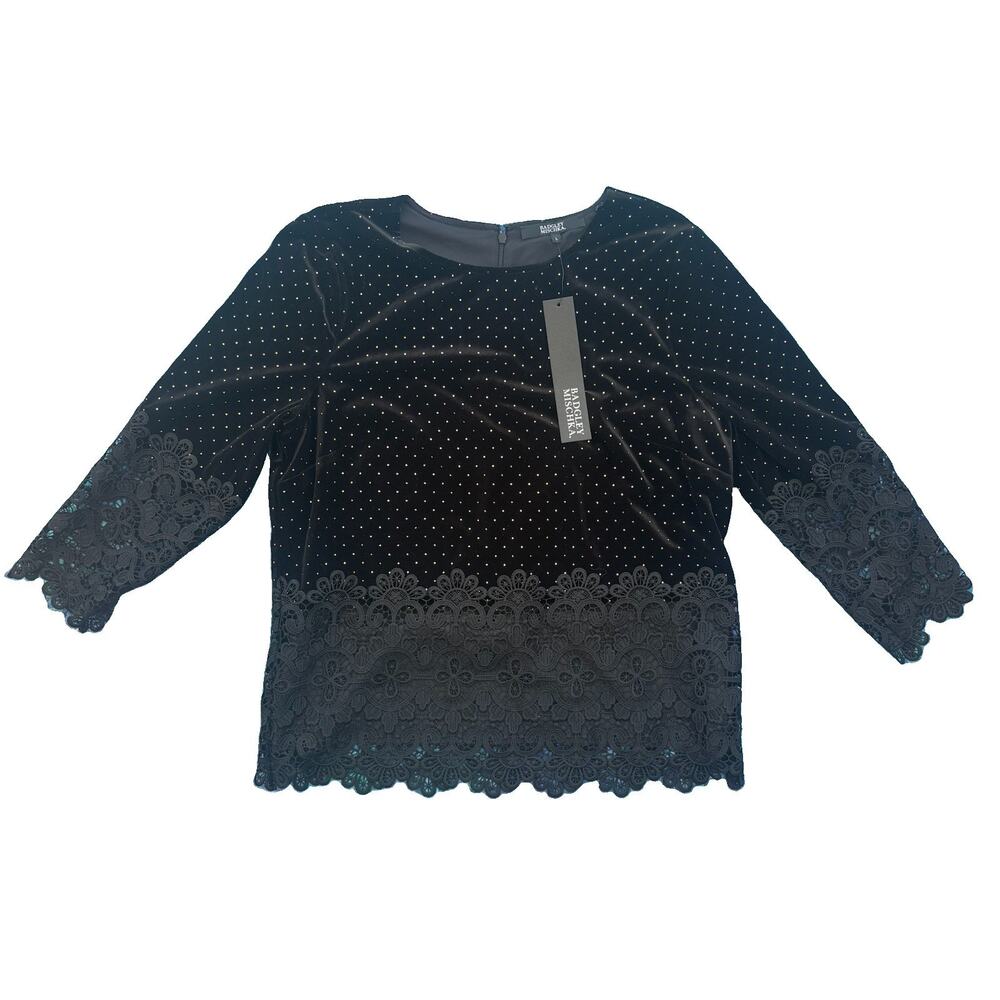 Badgley Mischka NWT black Velvet Top Women’s Large MSRP: $295